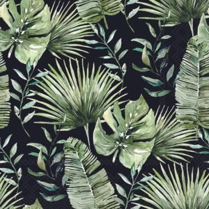 Cocktail Napkin - Jungle Leaves BLACK