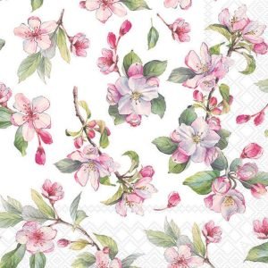 Lunch Napkin - Spring Blossom WHITE