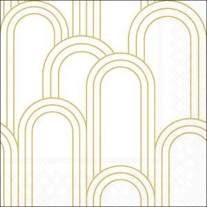 Lunch Napkin - Geometric Lines GOLD/WHITE
