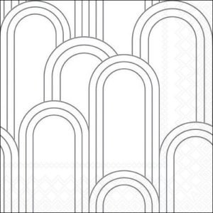 Lunch Napkin - Geometric Lines SILVER/WHITE