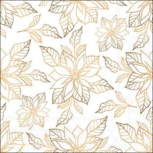 Lunch Napkin - Poinsettia Outline GOLD