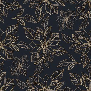 Lunch Napkin - Poinsettia Outline BLACK