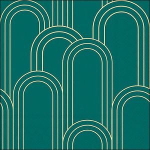 Lunch Napkin - Geometric Lines GOLD/GREEN