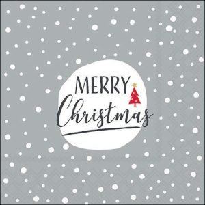 Lunch Napkin - Christmas Snowflakes GREY