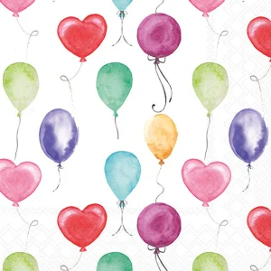 Lunch Napkin - Flying Balloons WHITE