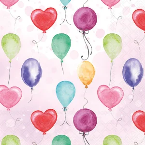Lunch Napkin - Flying Balloons PINK