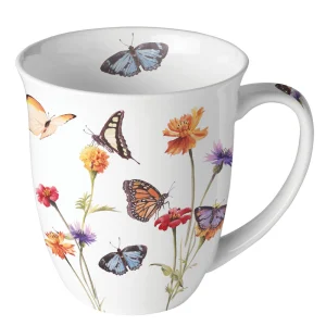 MUG (Fine Bone China) - Butterfly Garden WHITE (400 m