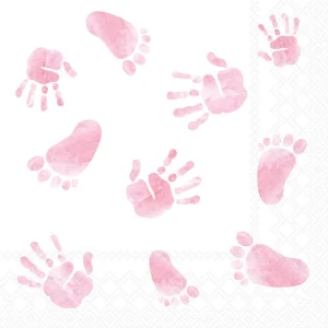 Lunch Napkin - Hands And Feet PINK