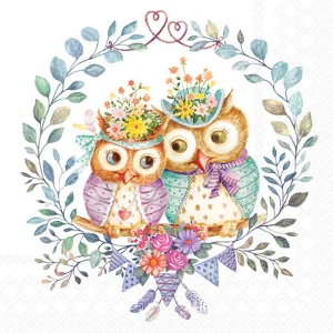 Lunch Napkin - Owl Couple In Love