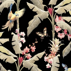 Lunch Napkin - Tropical Scene BLACK