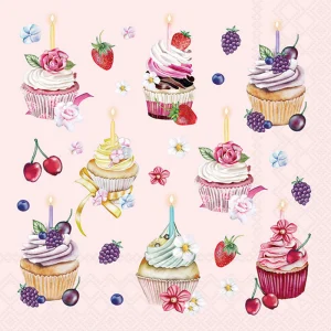 Lunch Napkin - Fruity Cupcakes PINK