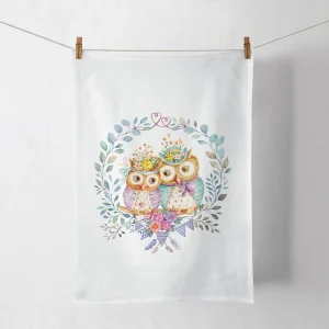 Kitchen Towel - Owl Couple In Love