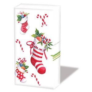 Pocket Tissue - X-mas Stockings WHITE