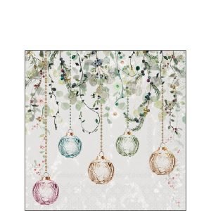 Cocktail Napkin - Floral Christmas GREY