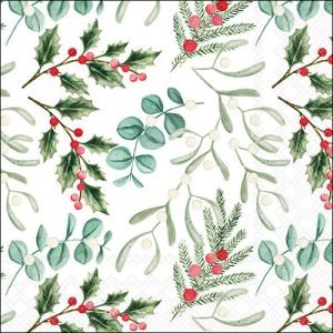 Lunch Napkin - Foliage Scatter WHITE