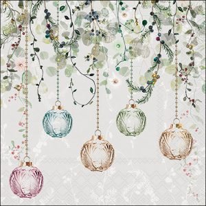 Lunch Napkin - Floral Christmas GREY
