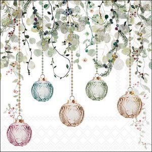 Lunch Napkin - Floral Christmas WHITE