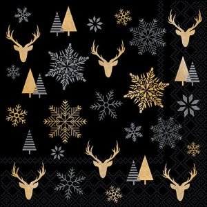 Lunch Napkin - Winter Silhouettes BLACK