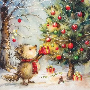 Lunch Napkin - Present For Hedgehog