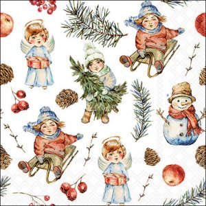 Lunch Napkin - Playing Outside WHITE