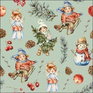 Lunch Napkin - Playing Outside GREEN