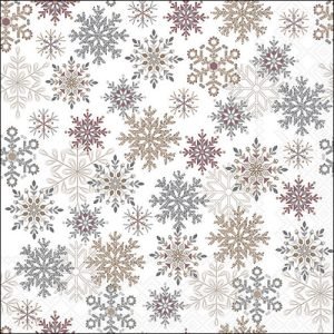 Lunch Napkin - Snowflakes All Over WHITE