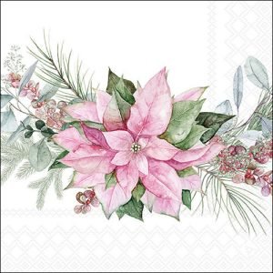 Lunch Napkin - PINK Poinsettia