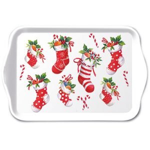 TRAY - X-mas Stockings WHITE (13 x 21cm)