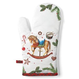 Oven Mitt - Oven Mitt Classic Rocking Horse WHITE