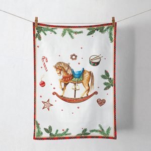 Kitchen Towel - Classic Rocking Horse WHITE
