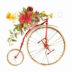 Lunch Napkin - Retro Bicicletta di Natale