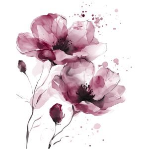 Lunch Napkin - Fiori Delicati burgundy