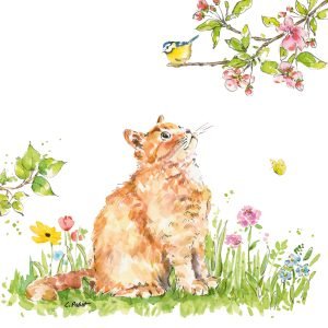 Lunch Napkin - Cat & Bird