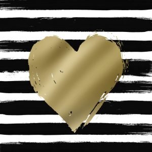 Lunch Napkin - Heart & Stripes black/gold