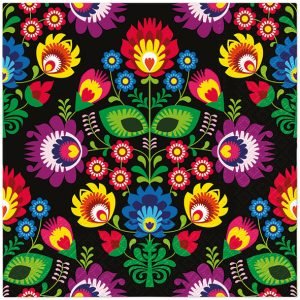 Lunch Napkin - TaT Folky Style black