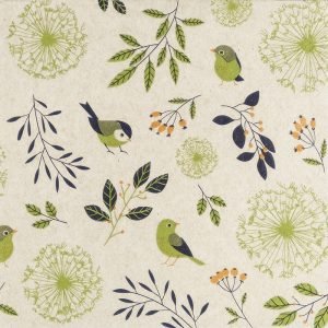 Lunch Napkin - Birds and Twigs GREEN (RECYCLED)