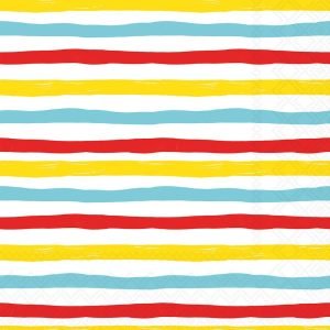 Cocktail Napkin - Wavy Stripes RED