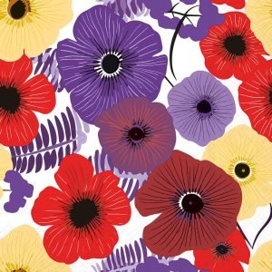 Cocktail Napkin - Colourful Flowers Lila