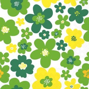 Cocktail Napkin - Flower Power GREEN