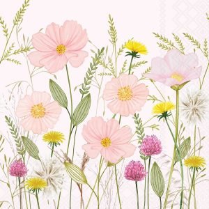 Lunch Napkin - Pastel Flowers PINK