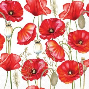 Lunch Napkin - Poppy All Over WHITE