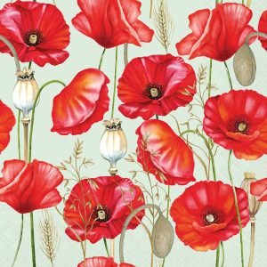 Lunch Napkin - Poppy All Over GREEN