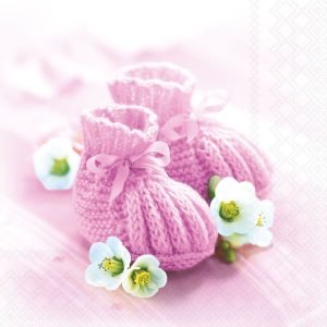 Lunch Napkin - Knitted Shoes PINK
