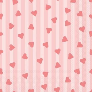 Lunch Napkin - Sprinkled Hearts PINK