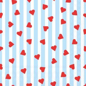 Lunch Napkin - Sprinkled Hearts BLUE