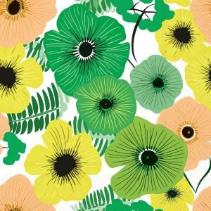 Lunch Napkin - Colourful Flowers GREEN