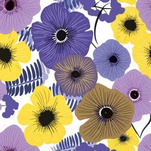 Lunch Napkin - Colourful Flowers PURPLE