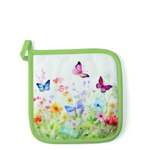 Pot Holder - Butterflies In Field WHITE