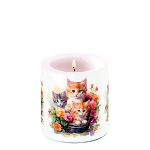 Candle SMALL - Kittens In Basket