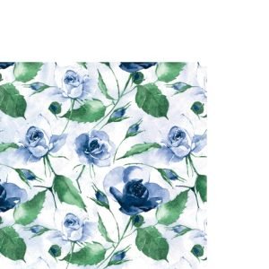Cocktail Napkin - Powdery Roses BLUE